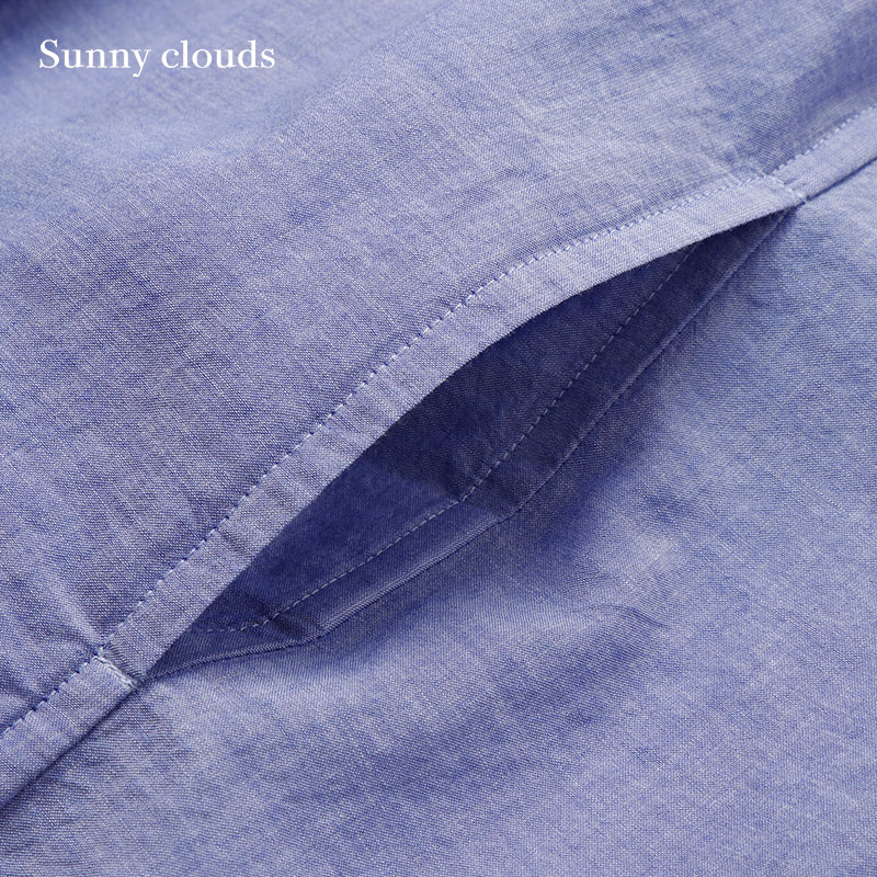 桑妮库拉/Sunny clouds 女式纯棉轻薄海军领法式袖连衣裙（浅蓝） - 图3