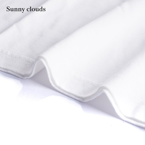 桑妮库拉/Sunny clouds 纯棉小圆领T恤白色短袖上衣女 - 图3
