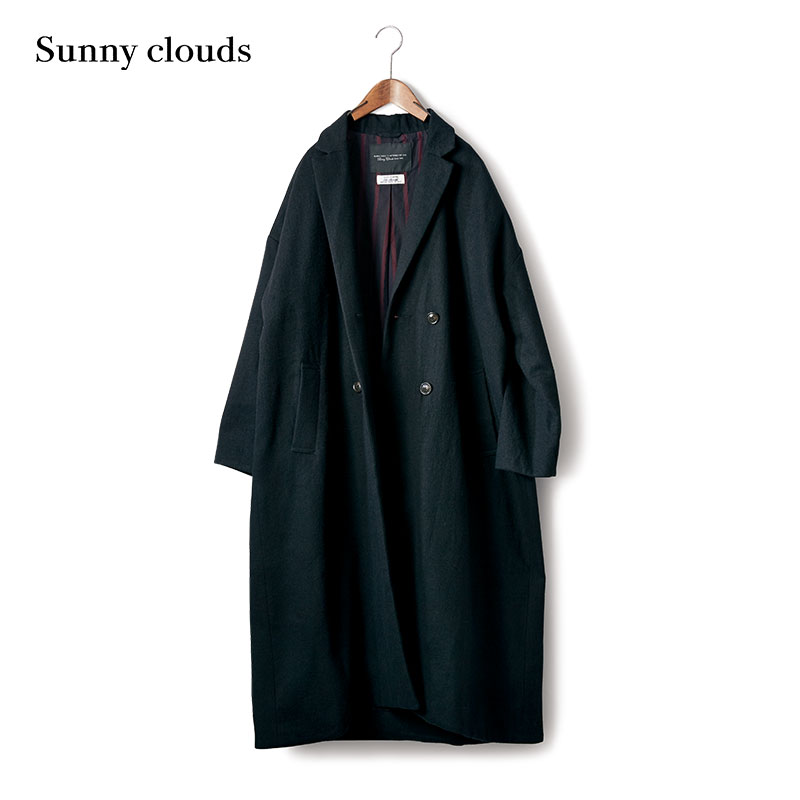 Sunny clouds Shuttle Notes日本面料女式棉毛塌肩宽松缩绒大衣 - 图0