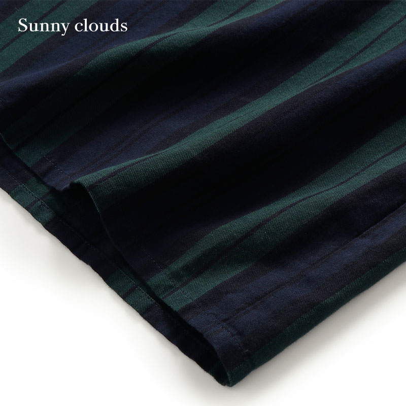 秋季新品 桑妮库拉/Sunny clouds 女式纯棉蓝绿格子条纹连衣裙 - 图3