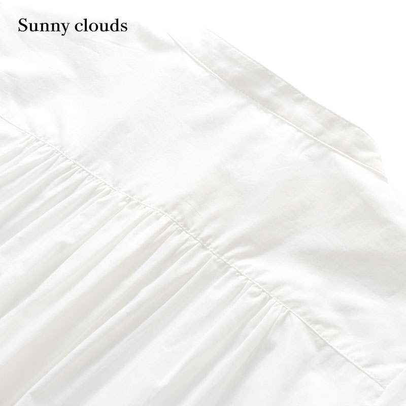 秋季新品 桑妮库拉/Sunny clouds 女式纯棉不对称刺绣衬衫 - 图1