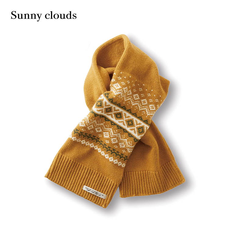 冬季新品 桑妮库拉/Sunny clouds 黄色羊毛混纺北欧风围巾围脖冬 - 图0