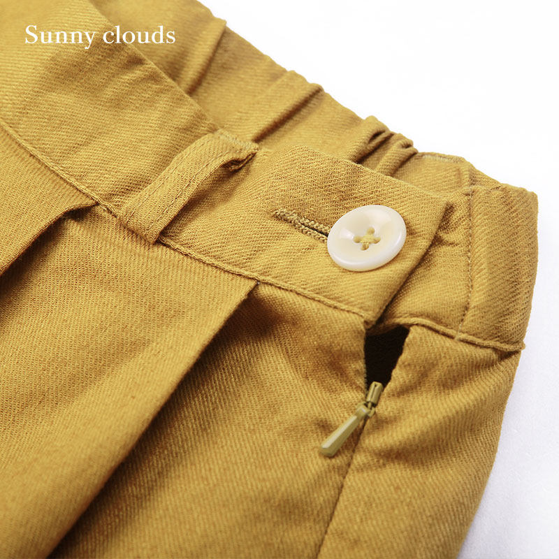 sunny clouds女式麻棉芥子色裙裤 桑妮库拉休闲裤