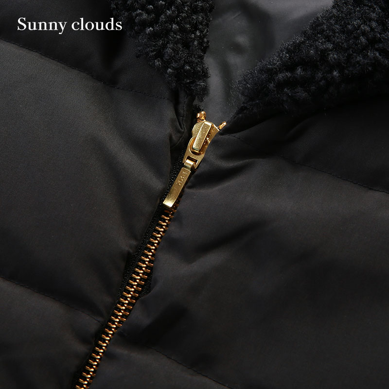 桑妮库拉/Sunny clouds 女式仿羊羔毛翻领中长款修身羽绒服