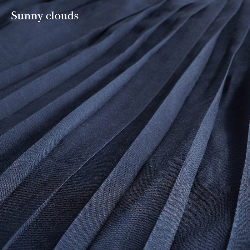 春季新品 桑妮库拉/Sunny clouds 女式不对称百褶半身裙（藏蓝） - 图3