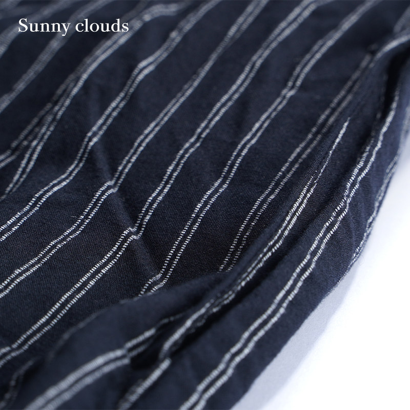 桑妮库拉/Sunny clouds 棉混开领条纹连衣裙宽松中长裙,淘宝优惠券,粉丝福利购,淘宝优惠卷