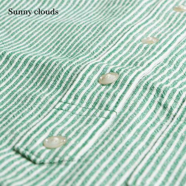 Women's pure cotton stand collar dropped shoulder Japanese striped shirt