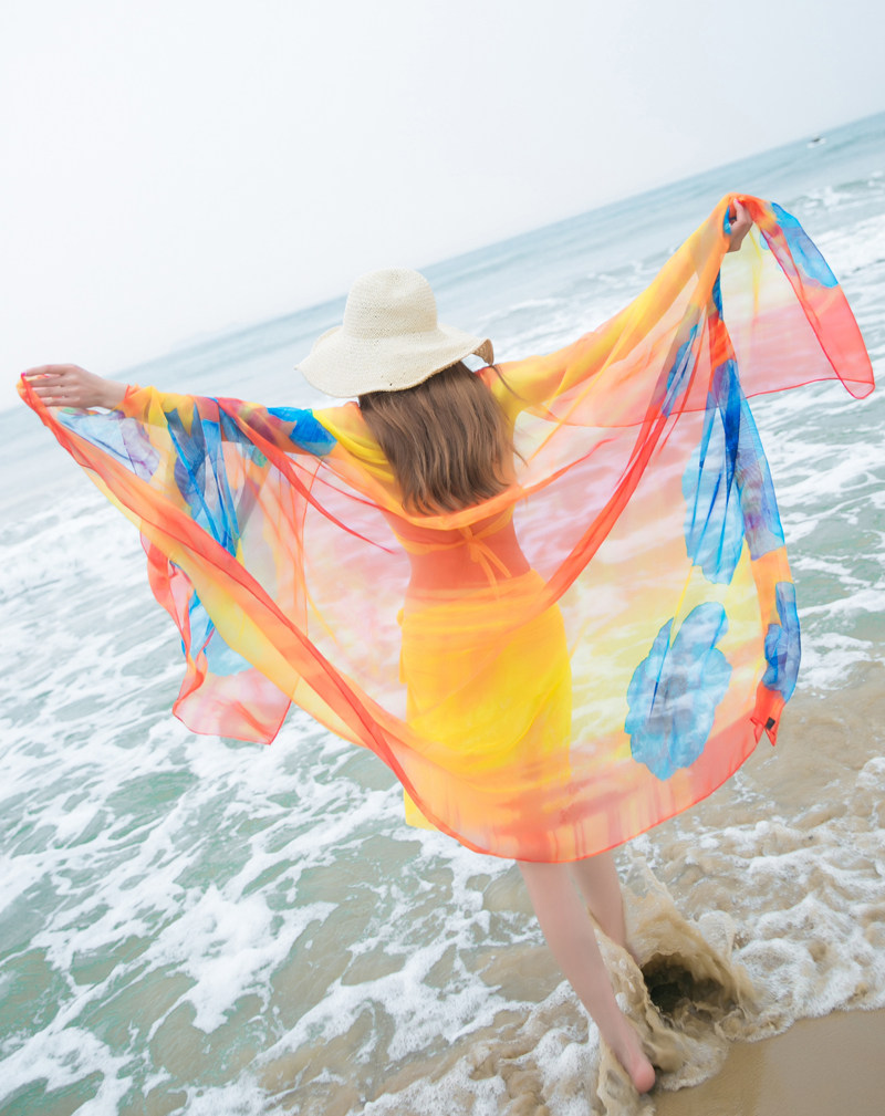 丝巾女夏季沙滩巾海边超大防晒两用雪纺百变百搭披肩围巾纱巾薄款,淘宝优惠券,粉丝福利购,淘宝优惠卷