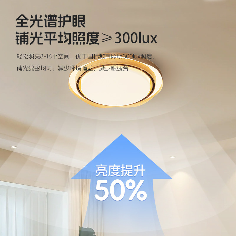 中古风无叶风扇灯卧室吸顶灯胡桃木色简约儿童房护眼静音智能灯,淘宝优惠券,粉丝福利购,淘宝优惠卷