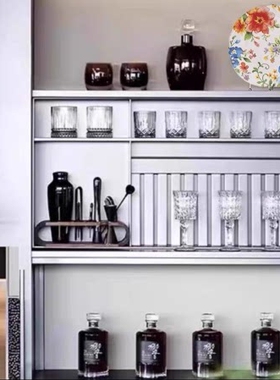 新中式样板间酒柜软装创意摆件售楼处客厅柜装饰搭配酒杯酒具假酒