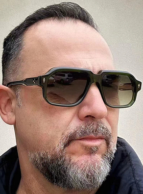 真男人宝藏墨镜男 超个性方款板材偏光太阳镜男 简约可配度数眼镜