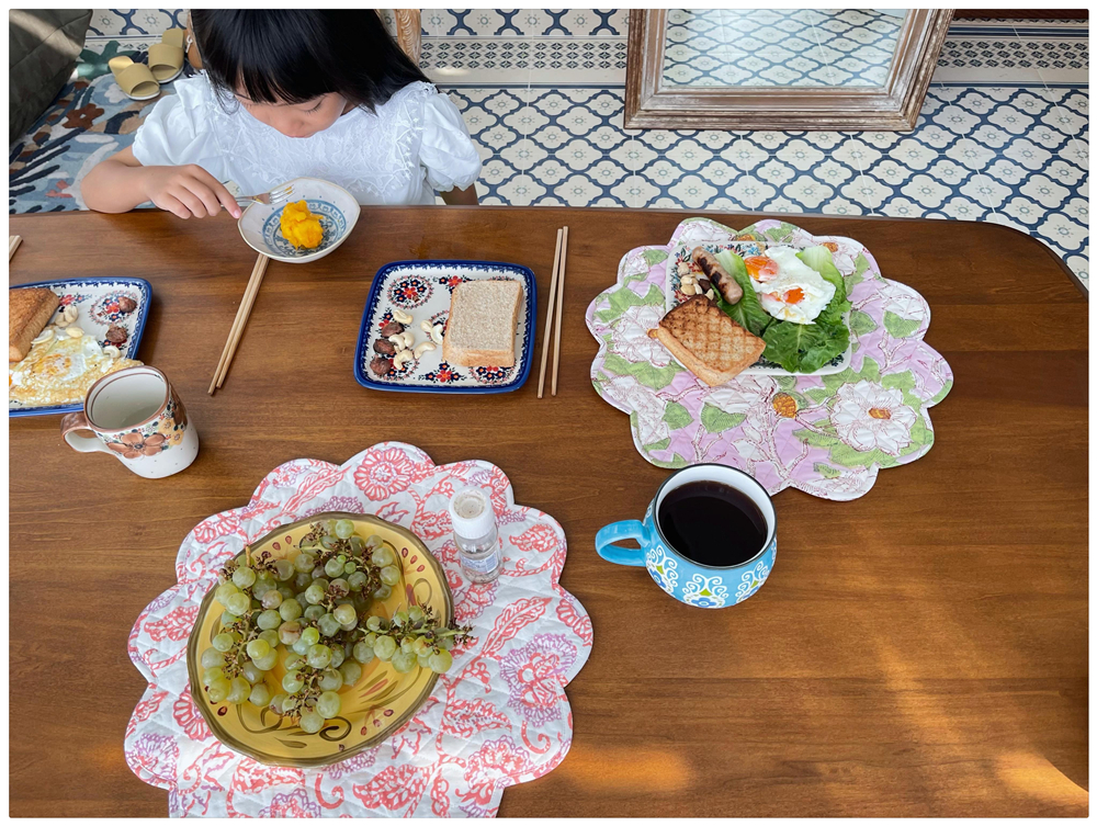 茜子手礼首家【餐垫+杯垫】印度纯棉手工拓印花朵装饰餐具伴侣 - 图0