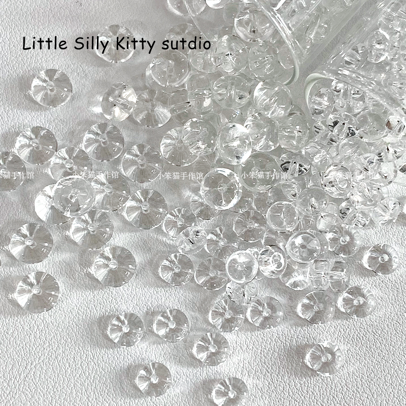 高白清透玻璃琉璃本色算盘散珠手工DIY串珠手链项链手机链配件 - 图1
