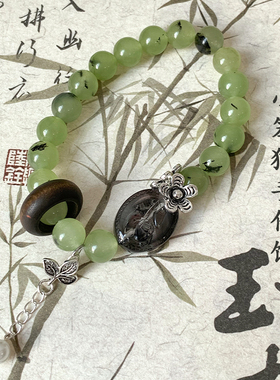 天然石绿色天然石合集diy配件