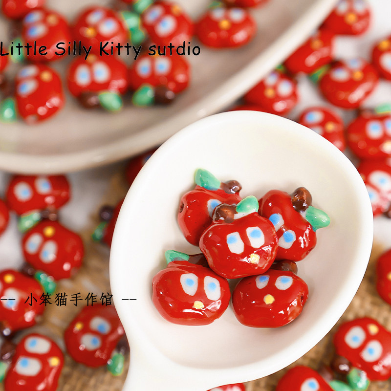 【平安果】手绘陶瓷树脂苹果珠子吊坠手工diy手链项链饰品配件,淘宝优惠券,粉丝福利购,淘宝优惠卷