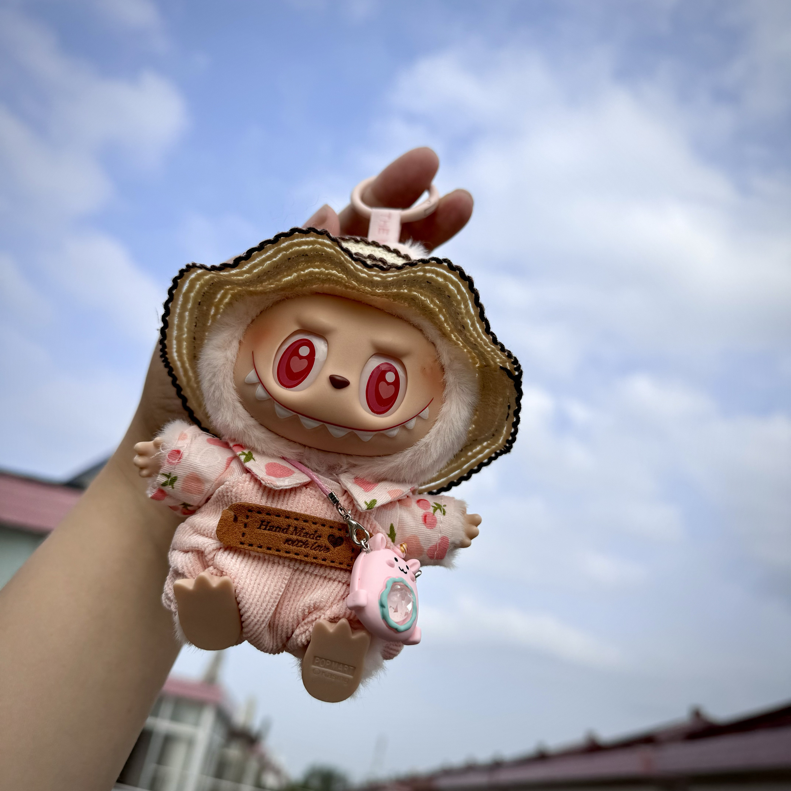 新款一/二代钥匙扣拉布布娃衣樱桃园着替坐坐派对草帽背带裤套装 - 图3