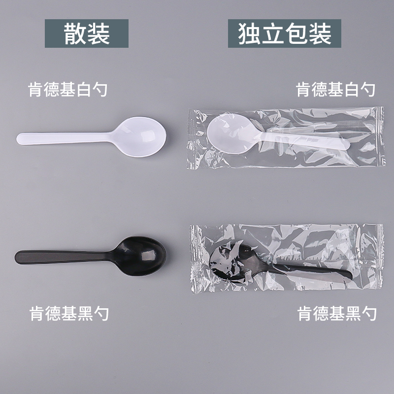一次性勺子塑料加厚外卖汤勺食品级单独包装商用汤匙调羹甜品小勺 - 图2