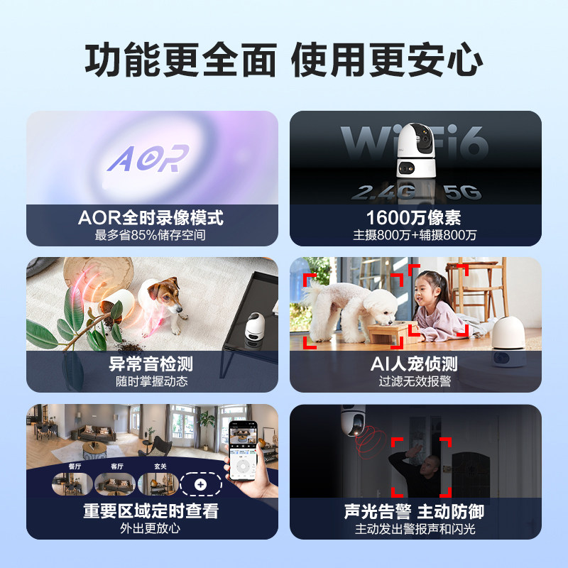 乐橙TA4D摄像头家用手机远程360度全景高清智能监控器室内摄影头
