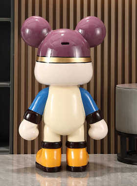 潮玩手绘酷酷熊电视柜落地大摆件