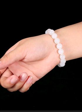 仿白玉绕指柔石榴冰透手串圆珠