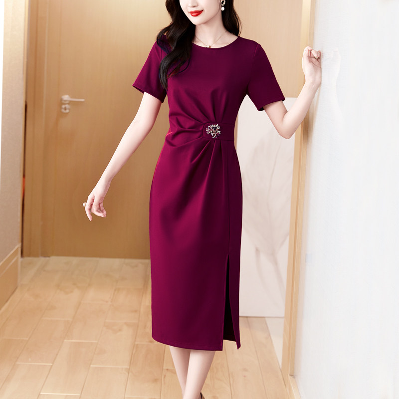 喜庆婆婆妈妈连衣裙女2024夏季新款高端精致收腰名媛气质晚小礼服