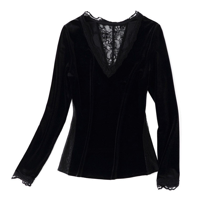 2020秋冬新款长袖金丝绒洋气打底衫 jinkaixT恤