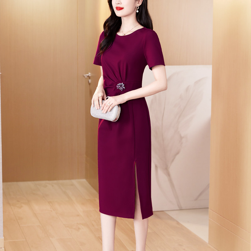 喜庆婆婆妈妈连衣裙女2024夏季新款高端精致收腰名媛气质晚小礼服