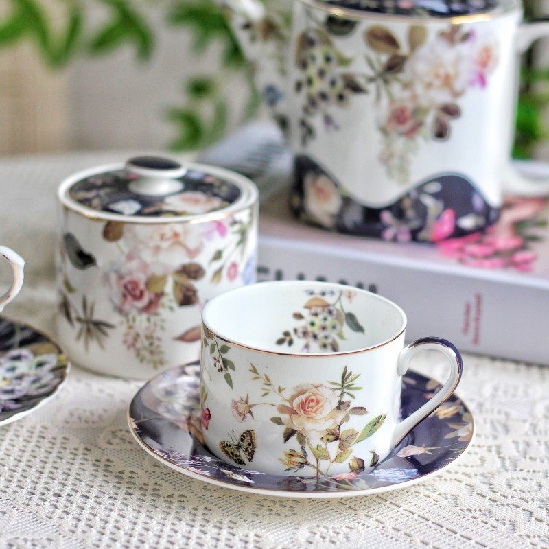 欧式玫瑰陶瓷咖啡杯碟套装法式杯碟英式下午茶杯水杯家用茶具套装,淘宝优惠券,粉丝福利购,淘宝优惠卷
