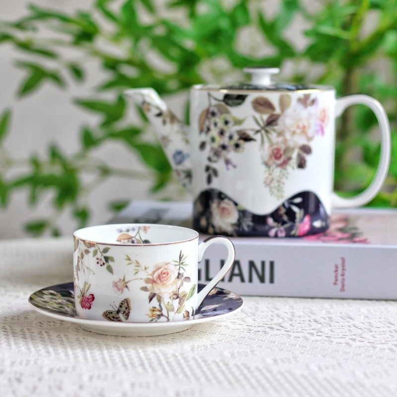 欧式玫瑰陶瓷咖啡杯碟套装法式杯碟英式下午茶杯水杯家用茶具套装,淘宝优惠券,粉丝福利购,淘宝优惠卷