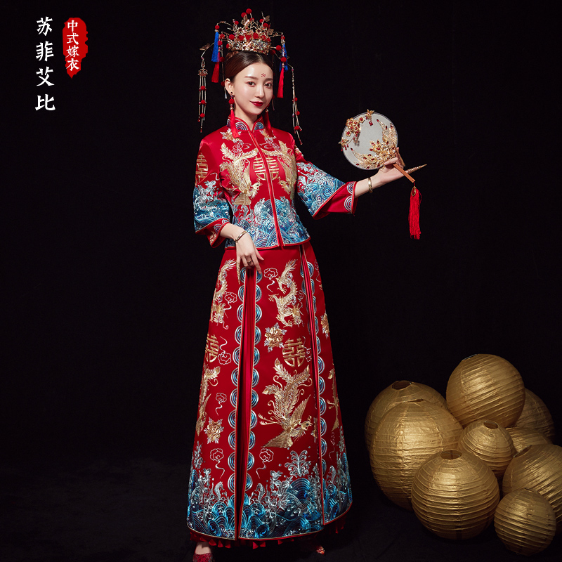 苏菲艾比旗舰店秀禾服新娘新款中式婚纱礼服结婚男女情侣款龙凤褂秀禾中国风2