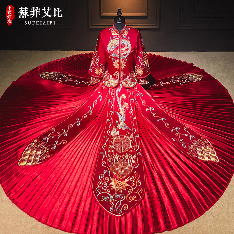 苏菲艾比旗舰店秀禾服新娘新款中式婚纱结婚礼服中国风古装嫁衣龙凤褂显瘦女2