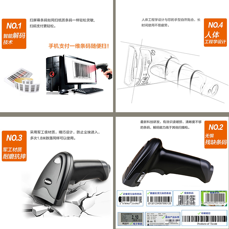 Motorola摩托罗拉DS6708二维码条码扫描枪影像式条码扫描器阅-图2