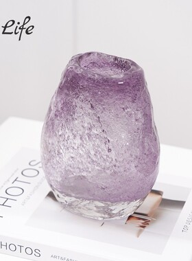 艺术琉璃紫色花瓶摆件现代简约