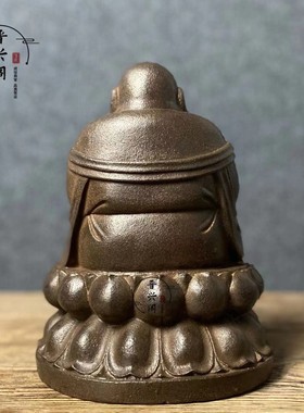 铸铁弥勒佛摆件客厅招财笑佛办公室商铺家居供奉大肚佛神像摆设
