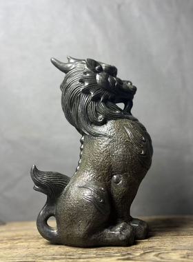 天然青石石雕国潮瑞兽貔貅朝凤造景家居装饰品客厅桌面茶宠摆件