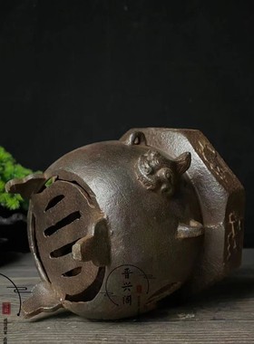 复古怀旧老铁器兽头暗八仙八卦炭火炉温酒炉中式古典家居收藏摆件