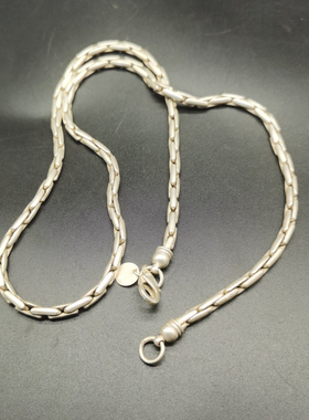 仿古银器挂件链子藏银项链配饰精美纯手工白铜镀银锁骨链工艺品