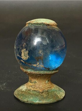 清代五品官衔帽顶顶珠官帽顶戴古代宝石帽顶配饰仿古玻璃大珠古玩