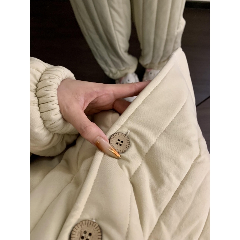 大码简约连帽夹棉睡衣冬季女款2025新款加绒加厚可外穿家居服套装 - 图3