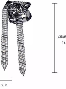 欧美夸张闪亮多排水钻长款流苏锁骨链女网红个性颈带黑色复古项链