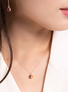 Cheravir日本小众轻奢K金宝石项链女设计感简约锁骨链情人节礼物