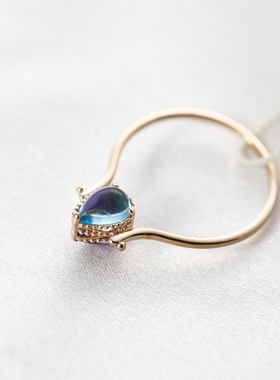 日本Cheravir10k金宝石戒指女日韩小众设计气质指环情人节礼物