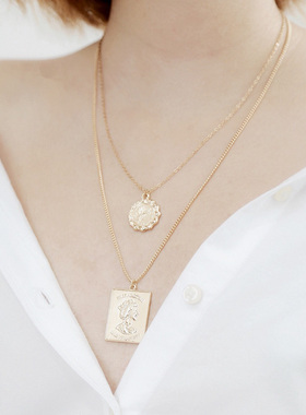 小众圆牌网红设计INS风毛衣链