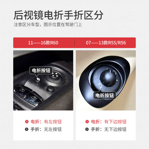 专用于宝马迷你MINI COOPER R55 R56 后视镜壳 英伦米字旗后视镜 - 图2