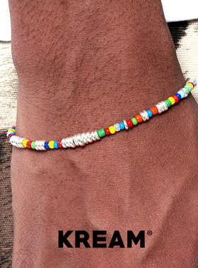 KREAM 单双层925银彩色串珠手链男嘻哈女欧美潮流情侣手饰叠戴