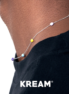 KREAM 925银 糖果彩色滴油圆珠项链男嘻哈女欧美潮流情侣锁骨链
