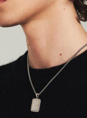 KREAM 满钻方牌项链男嘻哈女吊坠情侣欧美潮流