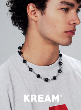 KREAM黑贝珠间银珠项链