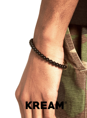 KREAM 黑玛瑙/黑胆石圆珠手链男欧美潮流手环简约礼物 bracelet