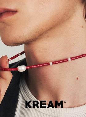 KREAM 红松石珍珠项链男女同款高级感嘻哈潮流